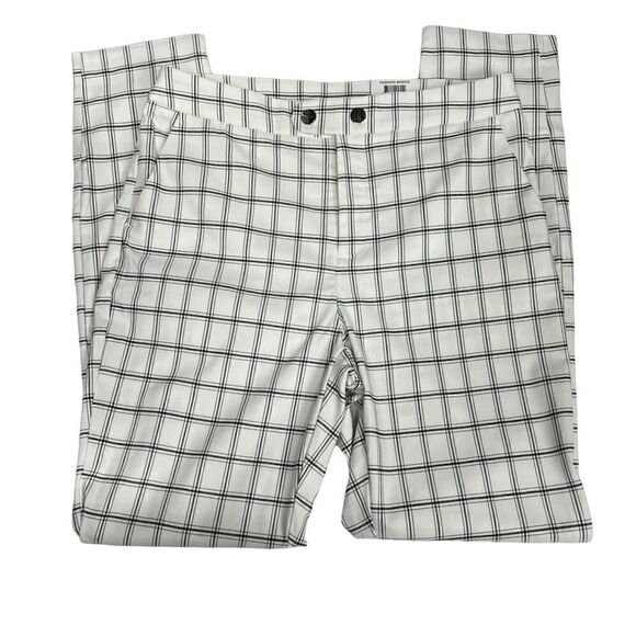 INC International Concepts Pants Mid Rise Skinny Leg White Black Plaid 10 - Picture 2 of 15